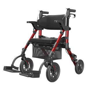 Maedest <b>Walker</b> Rollator Z51 Red Lightweight Foldable Mobility Aid for <b>Elderly</b> and Disabled Users - Product Image 2