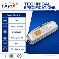 Transformateur d'éclairage LED extérieur 60W, étanche IP67, série LDV-60, alimentation à découpage haute efficacité 12V 5A 24V 2.5A
