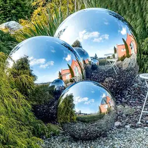 Yüksek kaliteli açık ayna cilalı bahçe süs Hollow Metal dekor büyük paslanmaz çelik topu
