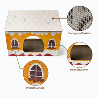 Griffoir pour chat en carton écologique de haute qualité, style maison de Noël classique, avec tapis à gratter et herbe à chat