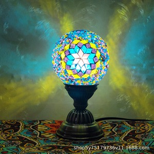 Bán Buôn trong Nhà Phòng Ngủ Chiếu sáng cơ thể thủy tinh điều khiển cảm ứng Ma-rốc kỳ lạ khảm nhỏ sáng dân tộc cafe bàn đèn - Product Image 5