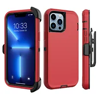 Étui de protection pour iPhone 11 12 13 14 15 16 Pro Max Plus 13Mini XS Max XR 7 8Plus, coque de protection robuste antichoc + clip de ceinture