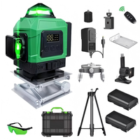 Nouveau niveau laser vert 16 lignes avec 2 batteries au lithium, précision de 2 mm, support de fenêtre réglable pour le bricolage et la pose d'images