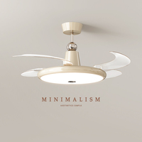 Lampe de ventilateur de plafond LED décorative moderne de 42 pouces avec lumières lustre haut rétractable chine télécommande BT haut-parleur moteur à courant continu