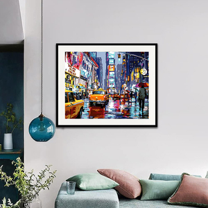 <span class=keywords><strong>Peinture</strong></span> par numéros personnalisée paysage <span class=keywords><strong>New</strong></span> <span class=keywords><strong>York</strong></span> jour de pluie rue mur Art <span class=keywords><strong>peinture</strong></span> à l'huile par numéros en gros - Product Image 2