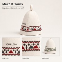 Chapeau de sauna en feutre de laine brodé fait main, forme cloche, casquette Banya, logo personnalisé, couvre-chef russe finlandais pour sauna vapeur, pour hommes et femmes