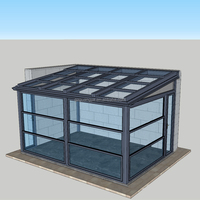 Serre de jardin électrique en verre inclinée 4 saisons, véranda en aluminium et verre pour solarium