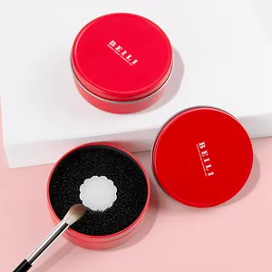 BEILI批发红色化妆干盒圆形刷子化妆刷化妆工具海绵化妆刷清洁剂