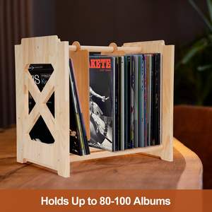 Portatradischi in legno impilabile da 80 ~ 100 LP portaoggetti per Album da 80 a LP riviste di CD classici libri cubo cremagliera cassetti organizer - Product Image 6