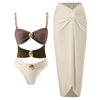 Maillot de bain une pièce à motif solide de luxe pour femmes coupe haute bas respirant conception extensible soutien-gorge push-up couverture Bikini vêtements de plage