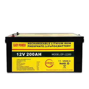 Baterai Lithium daya mudah 12V 50AH 100AH 200AH baterai LiFePO4 kualitas tinggi untuk darurat Rumah Asia dan Afrika