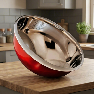 Bol à riz avec couleur bol à salade profond bol à mélanger en acier inoxydable avec couleur rouge au prix de gros - Product Image 1