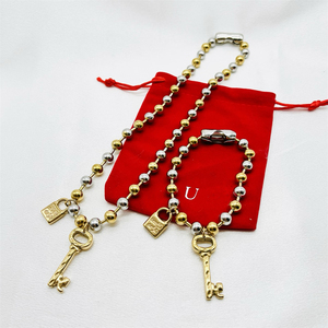 Collier et bracelet HC Ask for <span class=keywords><strong>U</strong></span> Catalog, perles <span class=keywords><strong>de</strong></span> <span class=keywords><strong>50</strong></span> marques <span class=keywords><strong>de</strong></span> bijoux fantaisie, bijoux <span class=keywords><strong>de</strong></span> marque, collier, bijoux, cadenas, amour, clé, cœur - Product Image 5