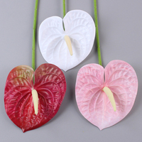 Fleur artificielle Anthurium en PU, faite à la main, toucher réel, tige réaliste de 60 cm pour arrangement floral, décoration maison et jardin