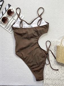 Traje De Baño De Una Pieza Marrón Hueco Traje De Baño Mujeres Terry Cloth Bikini Trajes De <span class=keywords><strong>Bao</strong></span> Mujeres Ropa De Playa Adultos Traje De Baño Barato - Product Image 4