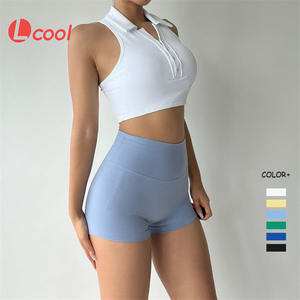 Lcool, Top corto sin mangas, sujetador de Yoga, camiseta Polo de secado rápido para mujer, Sujetador deportivo con botón frontal, camiseta sin mangas deportiva <span class=keywords><strong>Recer</strong></span> Back para mujer - Product Image 1