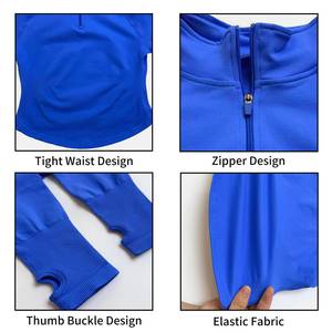 Veste de sport OEM en gros pour femme, coupe ajustée, col montant, demi-zip, à manches longues, avec logo personnalisé, idéale pour la gym et le yoga - Product Image 6