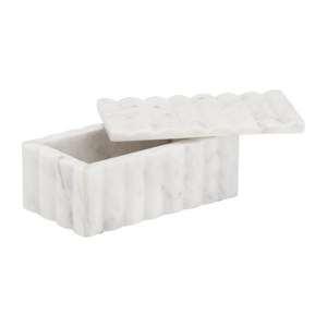 Marble Ridged <b>Storage</b> <b>Box</b> With Lid For Jewelry Keepsake Home Decor Modern Accent <b>Shelf</b> Display - Product Image 3