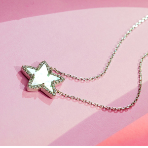 Impresionante Colgante de Estrella de Oro Sólido de 9K/14K/18K con Halo de Madreperla y Diamante de Laboratorio para Joyería de Lujo Diaria - Product Image 3