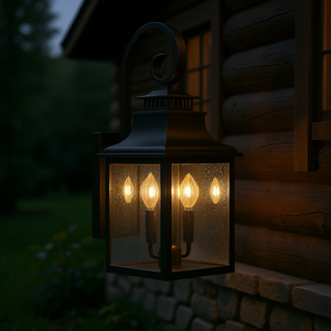 Lanterne murale extérieure vintage en métal noir avec verre clair à facettes, applique murale pour jardin, véranda, patio, 23 pouces, modèle D0100XFPEQY - Product Image 2