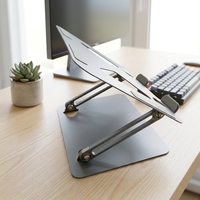 Support d'ordinateur portable réglable et rotatif à 360°, pliable, en métal, avec base rotative usinée CNC, pour ordinateurs portables de 14 à 17,3 pouces