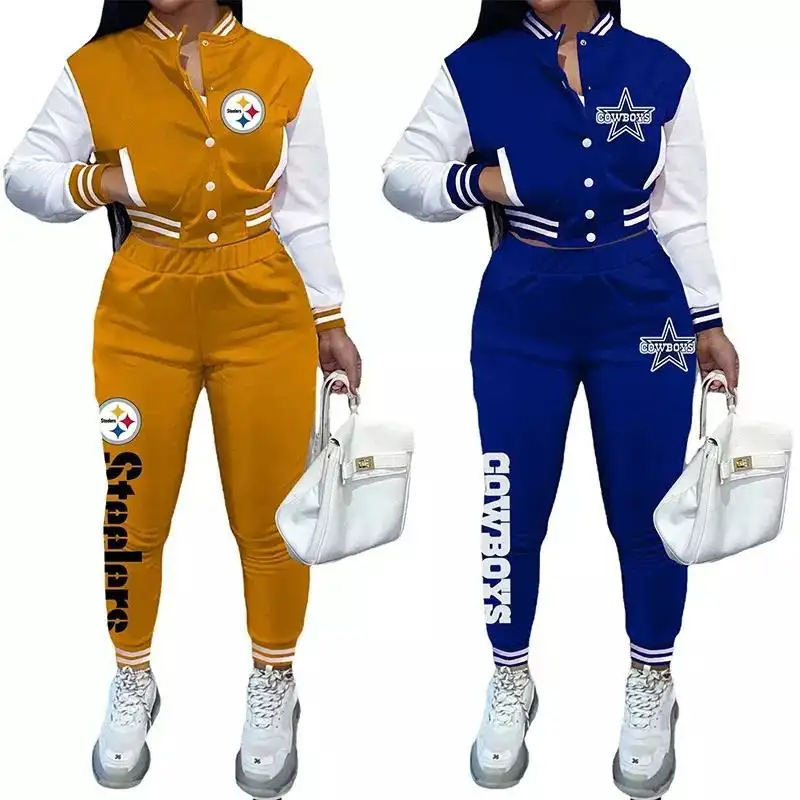 2023 nouveau style Cowboys amérique Football Offre Spéciale personnalisé Baseball veste courte mode femmes ensembles sportifs