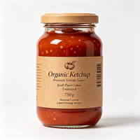 Etiquetas Personalizadas para Frascos de Ketchup Haoxuan, Etiquetas Autoadhesivas en Relieve de Papel Kraft para Envases de Alimentos Premium