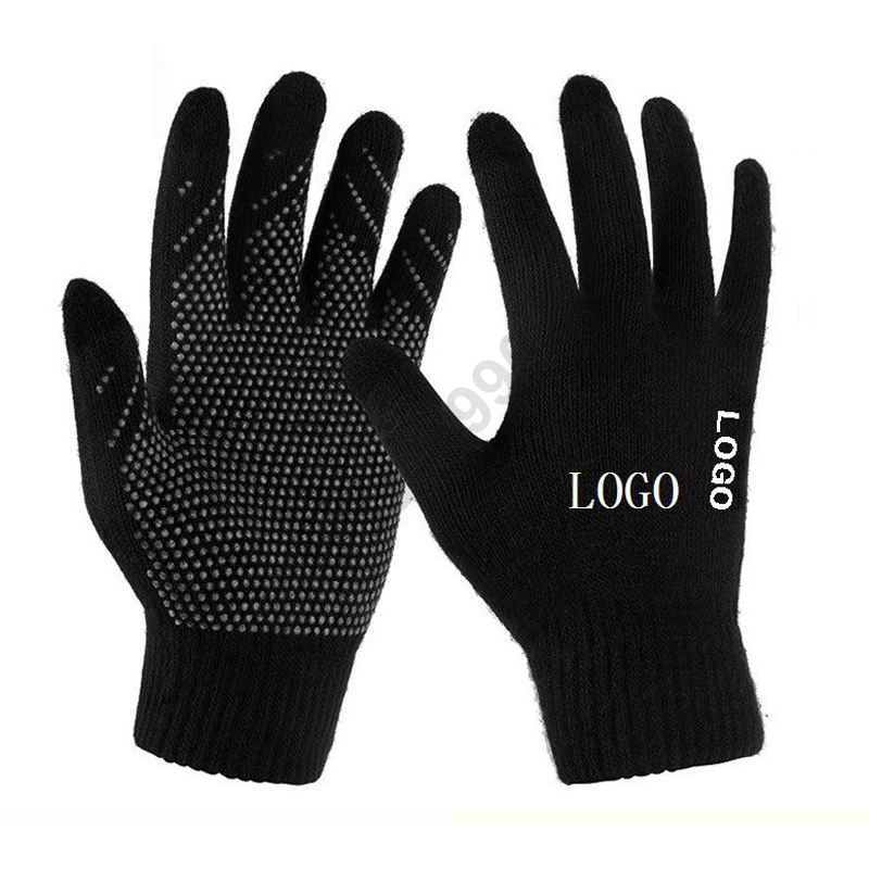 Перчатки для сенсорного экрана, зимние вязаные перчатки для смартфона и планшета, теплые варежки с возможностью нанесения логотипа на заказ, Нескользящие перчатки, варежки