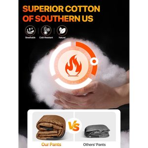 Pantalon matelassé chaud et isolant pour homme, coupe-vent, pour la randonnée en hiver, avec taille élastique, fermeture éclair et doublure polaire - Product Image 2