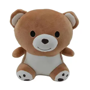 Vente en gros Animal en peluche adorable mignon ours en peluche brun avec grosse tête