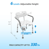Chaise de douche durable avec accoudoirs semi-fermés robustes et siège de bain à découpe en U pour un lavage pratique en zone privée pour les seniors