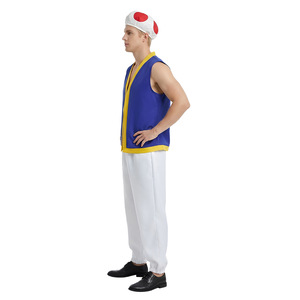 Conjunto de Disfraz de Toad, Chaleco Azul y Amarillo, Pantalones Blancos, Disfraz de Juego de Rol de Anime de Mario Bros, Primavera 2024 - Product Image 3
