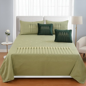 Luxury Crown 5 Piece Embroidery <b>King</b> <b>Size</b> Bedsheet Set 90x100 Inch with 2 Quilted Pillow Covers & 2 Holland Embroidery Cushions - Product Image 1