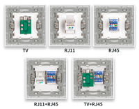 Enchufe de Pared de Vidrio Templado Tipo 153 LangYeao con Combinación USB Tipo-C, 16A+TV+RJ45+RJ11, Placa de Pared Negra, Blanca y Gris