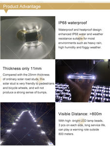 Marcadores <span class=keywords><strong>de</strong></span> Camino Impermeables <span class=keywords><strong>de</strong></span> Plástico NOKIN, Luces LED Rojas, Ojos <span class=keywords><strong>de</strong></span> <span class=keywords><strong>Gato</strong></span>, <span class=keywords><strong>Vial</strong></span>, Precio para Exteriores, Carretera, Azul, Ultrafinos, Solares - Product Image 4