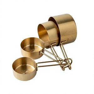 Juego de Tazas Medidoras de Metal Dorado de 150 ml, Resistentes al Calor, Solo se Lavan a Mano, Utensilio de Cocina Reutilizable y Sostenible - Product Image 1