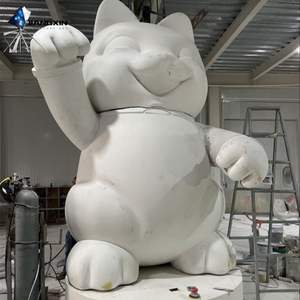 Sculpture créative en résine de <span class=keywords><strong>chat</strong></span> porte-bonheur, décor Feng Shui intérieur/extérieur, ornement personnalisé en fibre de verre - Product Image 4