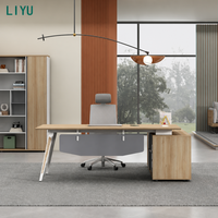 Ensemble de bureau convertible en forme de L LIYU avec chaise, tiroir à serrure, table de direction, plateau en mélamine