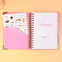 Agenda spirale relié, couverture rigide, planificateur hebdomadaire et quotidien, carnet avec protège-coins métalliques, agenda non daté pour étudiant