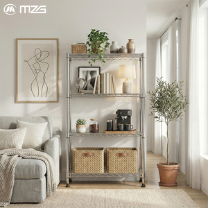 Étagère de rangement pour serviettes MZG 1000 lbs, en acier robuste, 4 niveaux, unité d'étagère utilitaire en fil métallique, organisateur, étagère en fil métallique pour salle de bain - Product Image 4