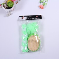 Fleur de bain pour bébé de couleur verte + éponge de bain longue + chiffon de bain