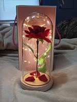 Rose rouge artificielle éternelle à LED dans un dôme en verre, cadeau romantique pour femmes avec boîte cadeau pour anniversaire, anniversaire de mariage, Saint-Valentin