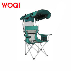 Chaise pliante d'extérieur Woqi avec pare-soleil, structure en aluminium, chaise de camping rectangulaire, couleur personnalisable - Product Image 1