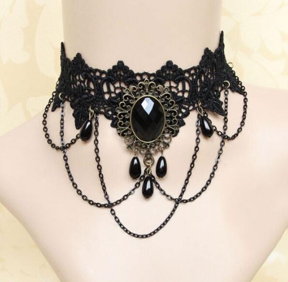 Cổ Điển Gothic Đồ Trang Sức Cá Nhân Ren Choker Vòng Cổ Chunky Punk Vòng Cổ Cho Phụ Nữ