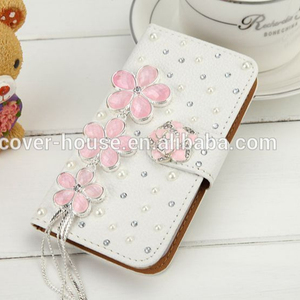 Ốp Lưng Da 3D Cherry Blossoms Rhinestone Cho iPhone 6S Có Ngăn Đựng Thẻ - Product Image 2