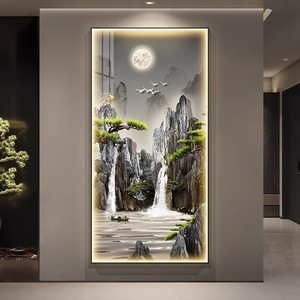 Pintura Decorativa de Paisaje en Lienzo con Cristal LED de Alta Calidad de Jinshan, con Base de Porcelana, para Sala de Estar, Pasillo, Dormitorio, Hecha a Mano - Product Image 2