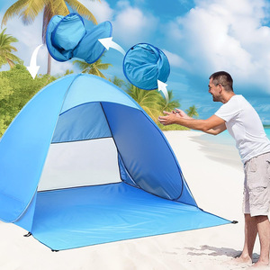 Tente de plage pop-up 200x165x130 cm, abri solaire extérieur entièrement automatique pour les loisirs en bord de mer - Product Image 1