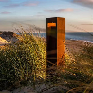 Outdoor Rusty Corten Steel Bollard <b>Light</b> Garden Landscape Decorative <b>Post</b> Lighting - Product Image 4