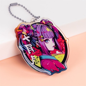 Custom Acrylic Keychain Rainbow Holographic Acrylic Keychain Anime Printed Acrylic Charm Plastic Keychain