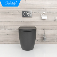 Ensemble de toilettes en céramique moderne en gros, WC noir mat avec couvercle de siège de toilette